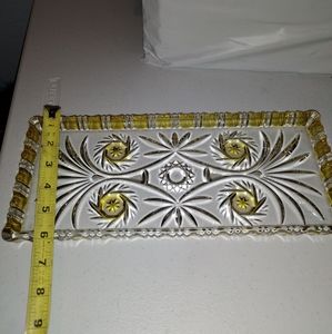 Cake plate, yellow, German cut Crystal